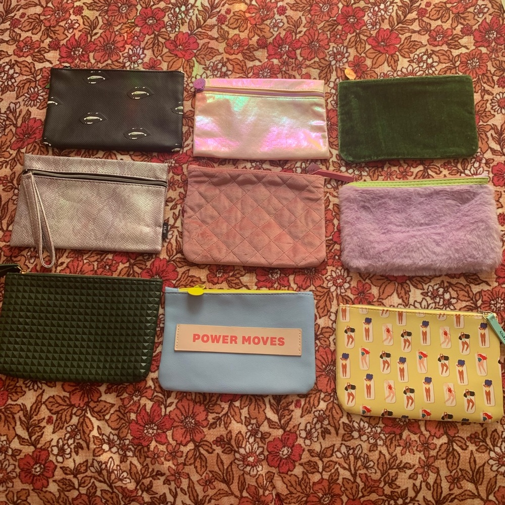 Ipsy Cosmetic Bag Set - Black, Pink, Green, and More